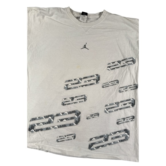 Jordan Other - Vintage Jordan Center Logo T Shirt Mens 2XL White Embroidered AOP Short Sleeve